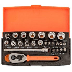 Bahco SBSL25 galvučių ir antgalių rinkinys 1/4" 25 vnt.