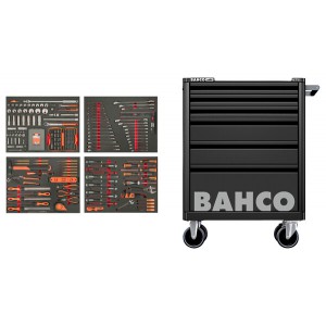 Vežimėlis įrankiams 6 stalčių BAHCO E72 su 275 įrankiais