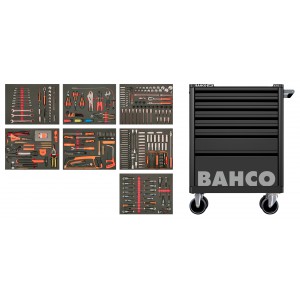 Vežimėlis įrankiams 7 stalčių BAHCO E72 su 428 įrankiais