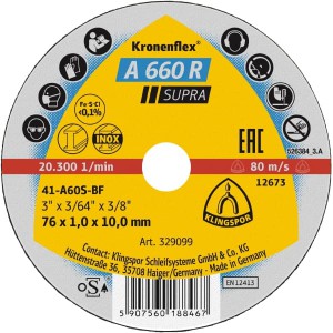 KLINGSPOR Supra diskas pjovimo 100 x 1,0 x 10 mm A660R