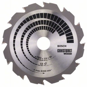 BOSCH Construct diskas medienos pjovimui 190 x 30 mm Z12