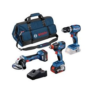 Baterinių įrankių rinkinys BOSCH GSB + GDX + GWS Profesional