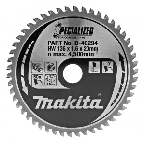 Diskas aliuminio pjovimui MAKITA Specialized 136x20 mm Z50