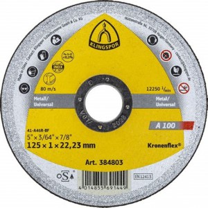 KLINGSPOR A100 Extra diskas pjovimo 125 x 1,0 x 22,2 mm A46R-BF inox