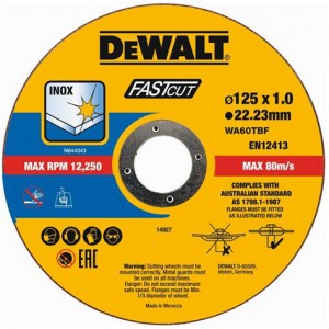 DeWalt DT43972 Fast Cut diskas pjovimo 125 x 1,0 x 22,2 mm WA60TB-F
