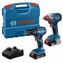 Bosch GSR 185-Li + GDX 18V-285 Profesional baterinių įrankių rinkinys 18V 2x2,0 Ah