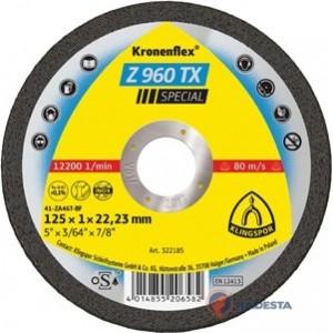 Pjovimo diskas KLINGSPOR Special 125*1,0*22,2 mm Z960TX