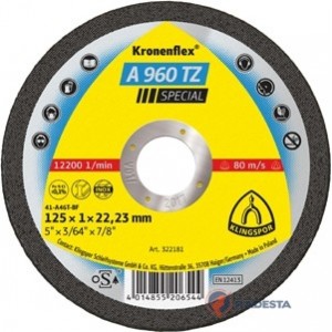 KLINGSPOR Special diskas pjovimo 125 x 1,0 x 22,2 mm Z960TZ inox